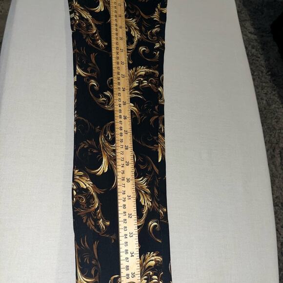 VERSACE INSPIRED TRUTH BY REPUBLICAN ANKLE PANT PAISLEY PRINT BLK AND GOLD SZ XS - Picture 7 of 12